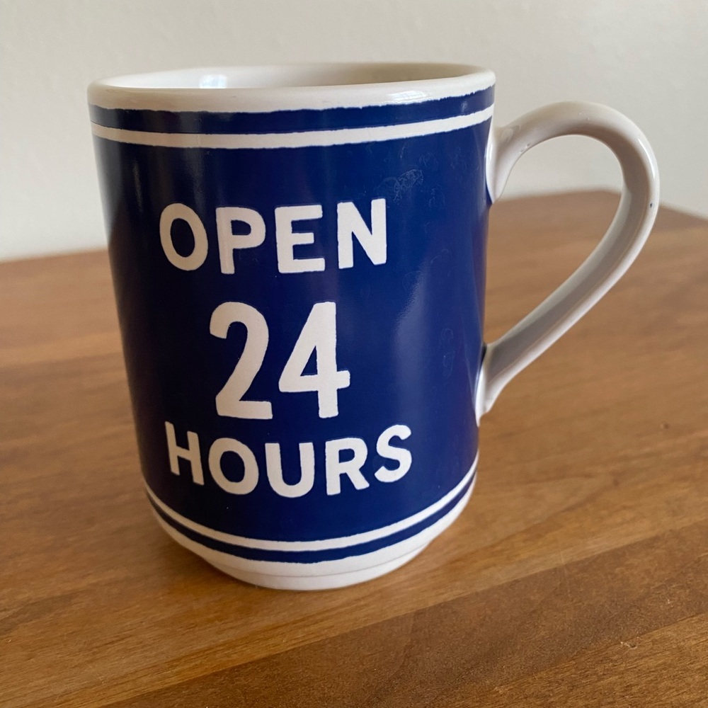 Kate Spade Lenox “Open 24 Hours” Blue Mug